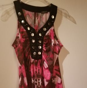 Cocomo Sleeveless Pink/Black Beaded Top